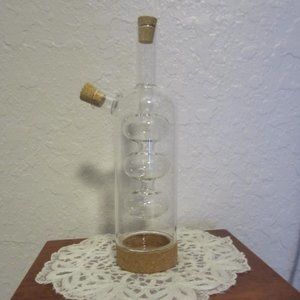 Lily's Home Glass Oil and Vinegar Cruet Dispenser with Cork Base--NIB
